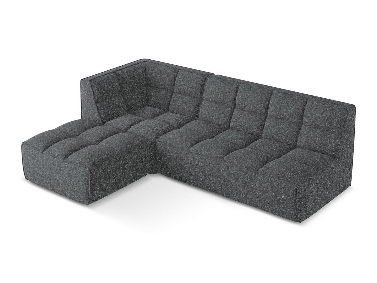 ECKSOFA Beidseitig Strukturstoff Stoff Grau - Schwarz/Graphitfarben, Kunststoff/Textil (258/178cm) - Makamii