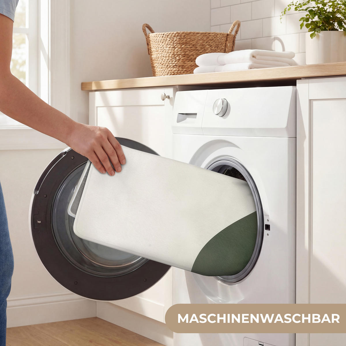 WC-VORLEGER Japandi - Grün - Abstrakt - Modern WC Teppich 120x60 cm - Grün, Kunststoff/Textil (120/60cm) - OnlyWow