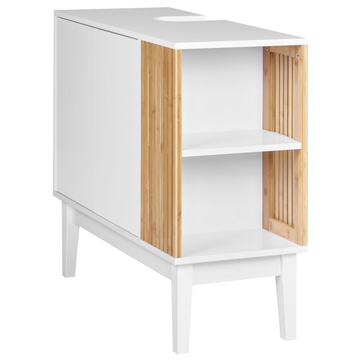 WASCHBECKENUNTERSCHRANK 80 cm Weiß Nubes - Weiß, Holzwerkstoff (80/74/35cm) - Beliani