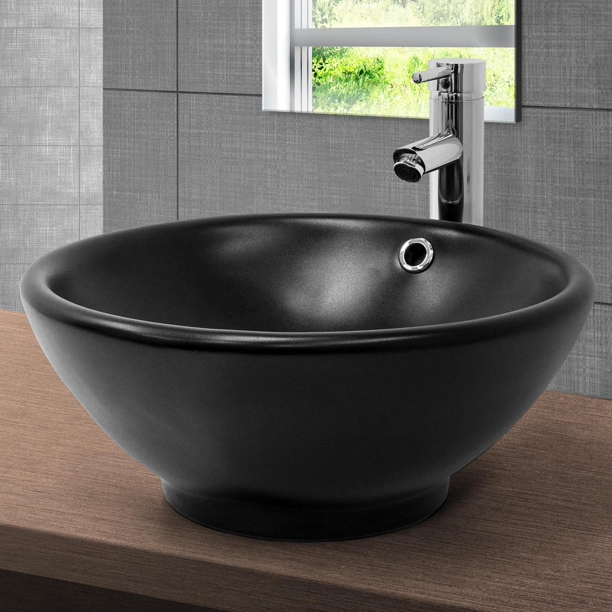 WASCHBECKEN - Schwarz, Keramik (42/17/42cm) - ML-DESIGN
