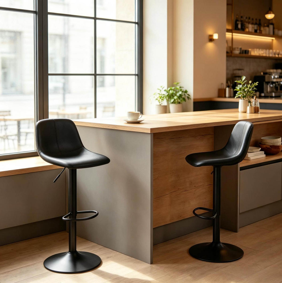 BARHOCKER 2er-Set höhenverstellbar 360° drehbar Schwarz - Schwarz, Kunststoff (44/104/37cm) - MIVRAY