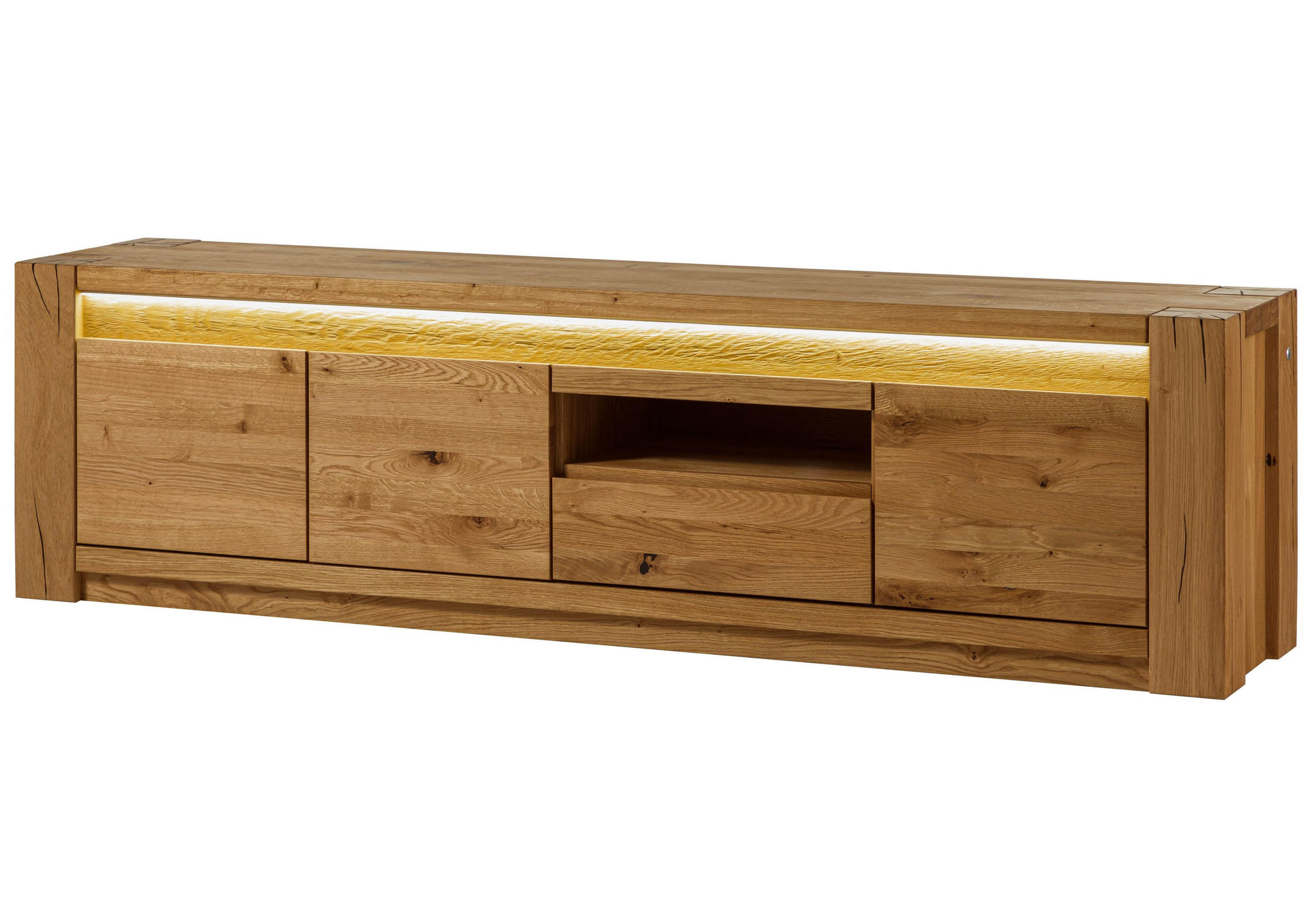 TV-BOARD Wildeiche 193x40x53 braun geölt KENT #333 - Braun, Holz (193/53/40cm) - Massivmoebel24