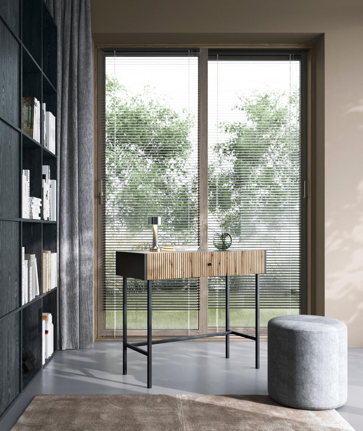 SCHMINKTISCH Divenos Schwarz / Holzoptik Eiche 93 cm - Eichefarben/Schwarz, Holzwerkstoff/Metall (39/93.2/79cm) - Selsey