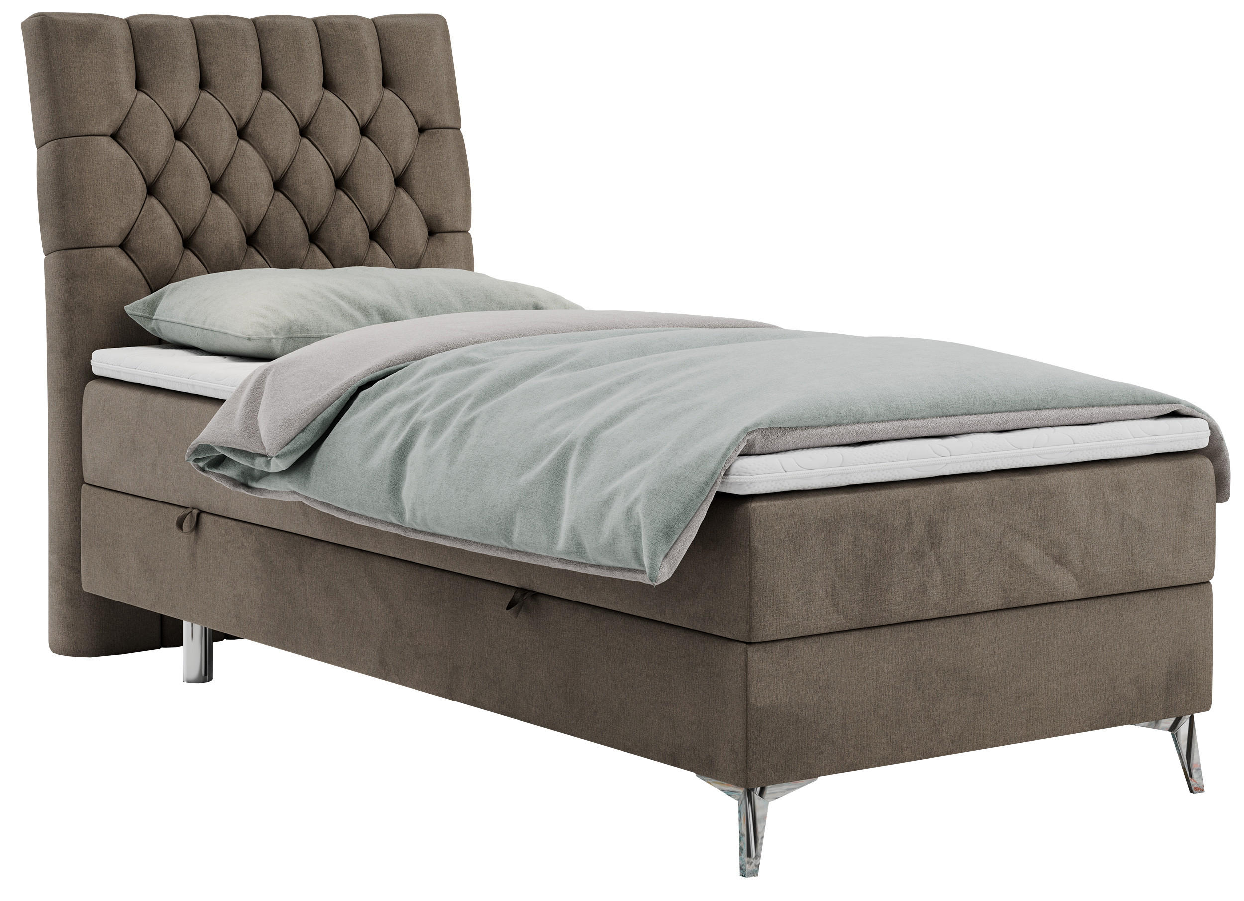 BOXBETT MILEN 90/200 Braun Velvet - H3 - Links Seite - Braun, Holz/Textil (90/200cm) - MKS