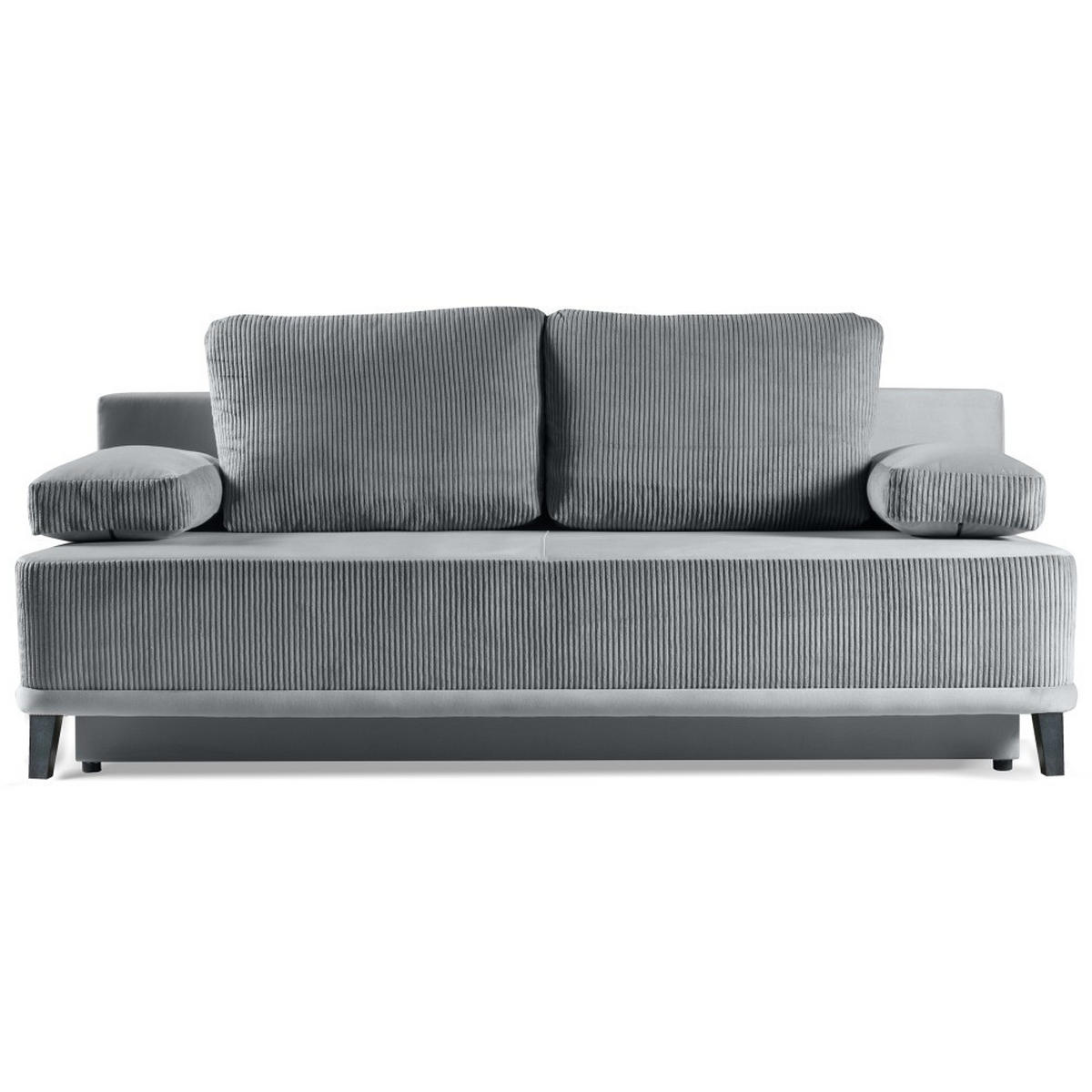 SCHLAFSOFA 3-Sitzer Riso mit Bettkasten, Grau - Schwarz/Grau, Textil (200/91/90cm) - Beautysofa