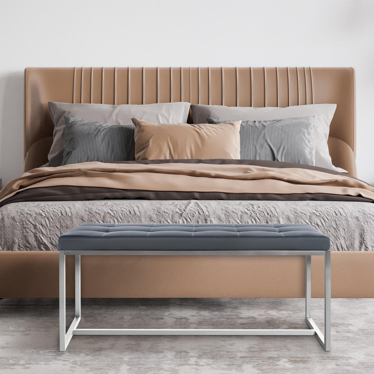 SITZBANK Puebla Kunstleder Grau - Grau, Leder (100/48/40cm) - DELUKE