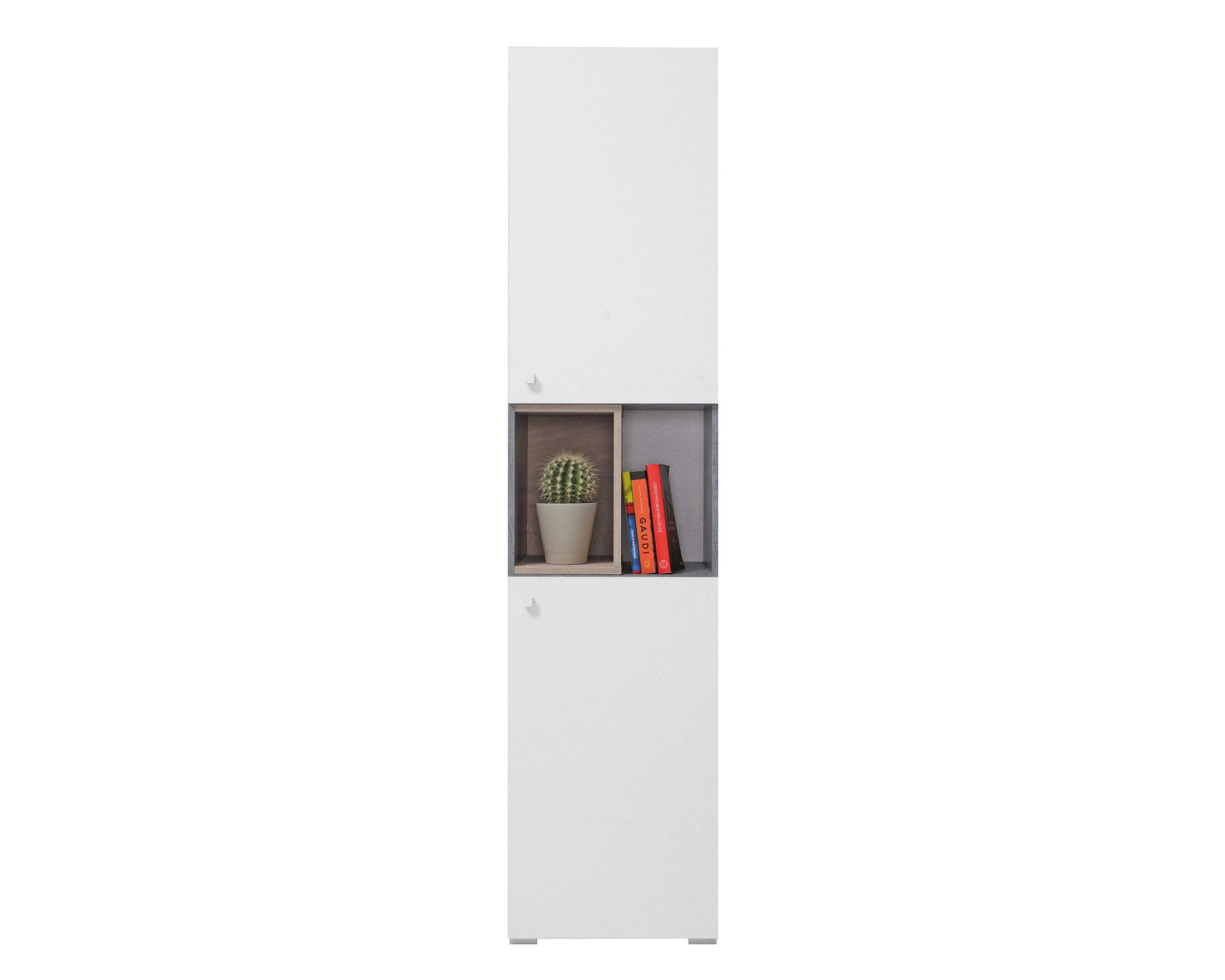 KINDERREGAL SIMON 05 Grau/Weiß/Eiche Sonoma 45/40/190 - Weiß/Grau, Holzwerkstoff (45/190/40cm) - Deine Möbel 24