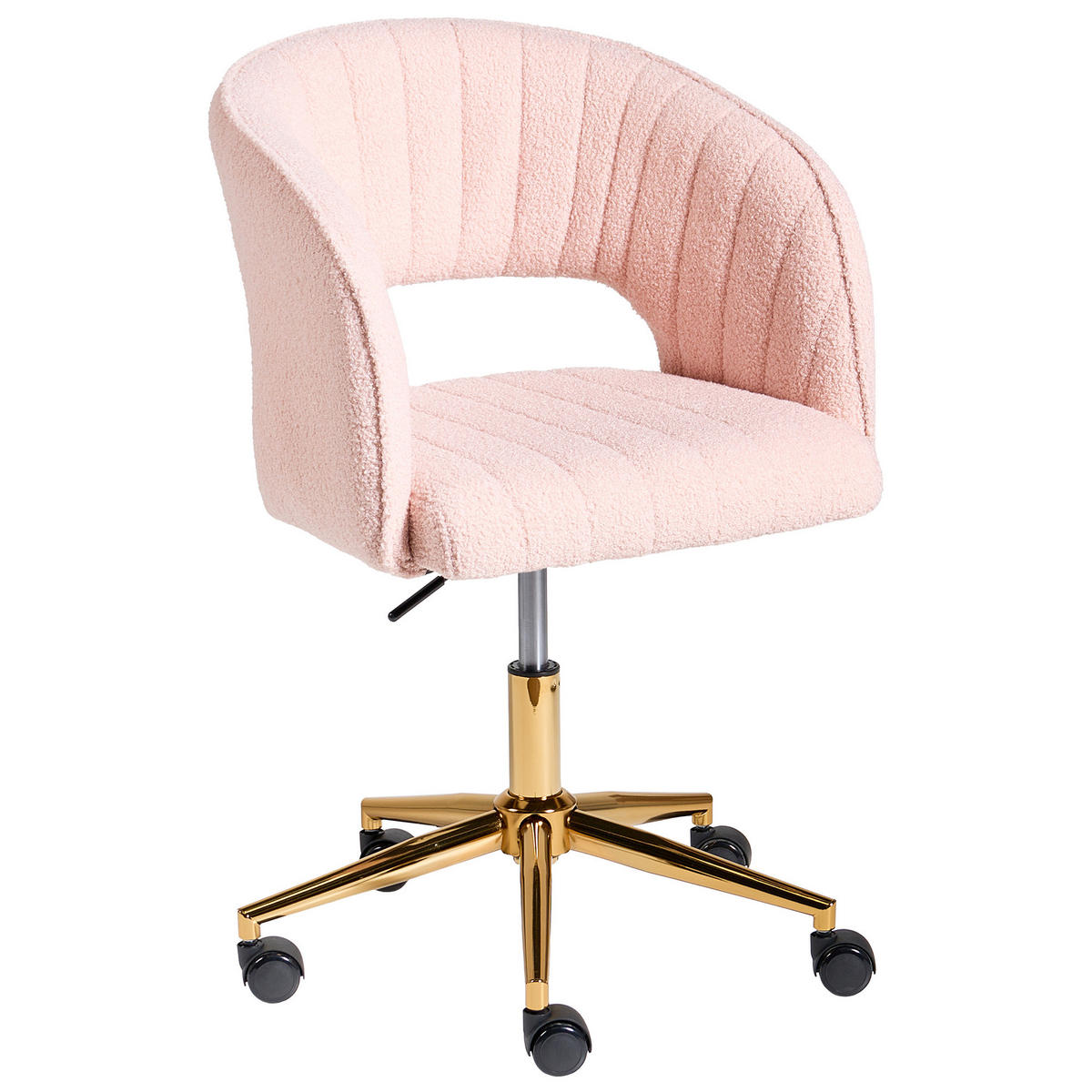 SCHREIBTISCHSTUHL Bouclé Pastellrosa Katonah - Pink, Textil (57/78/57cm) - Beliani
