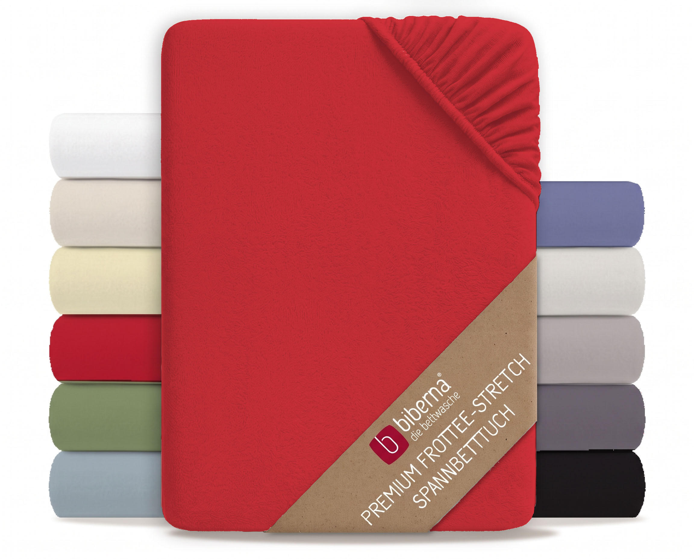 SPANNBETTTUCH Premium Frottee rot, 90x190 cm - 100x200 cm - Rot, Textil (100/200cm) - biberna