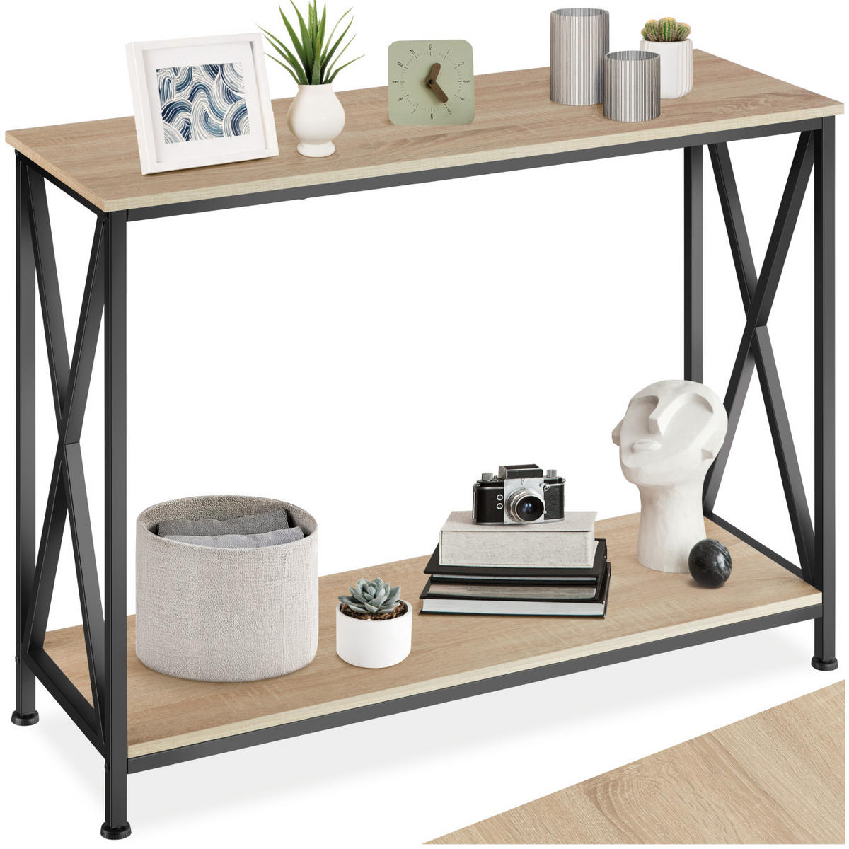 KONSOLENTISCH Tacoma,100 x 35 x 80,5 cm,Industrial Holz hell, Eiche Sonoma - Naturfarben, Holzwerkstoff (100/35/80.5cm) - tectake