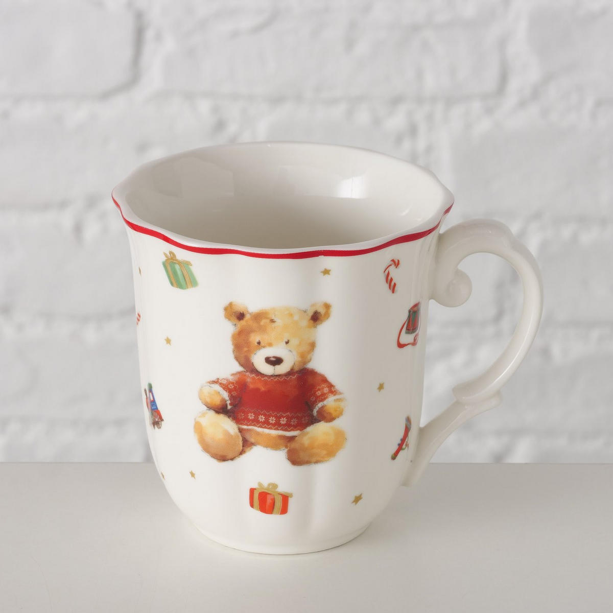 TEDDYBÄR Bailey 350 ml 9,3/9,3/9,5 cm - Weiß, Keramik (9.3/9.5/9.3cm) - Boltze Home