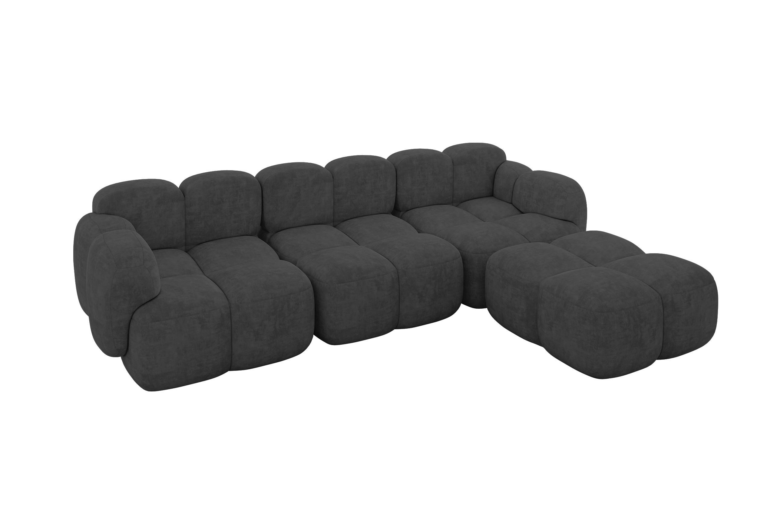 ECKSOFA modulares Sofa Rechts Miko-L2 302x205x75 Dunkelgrau Velours - Dunkelgrau/Schwarz, Holzwerkstoff/Kunststoff (302/205cm) - ALTDECOR