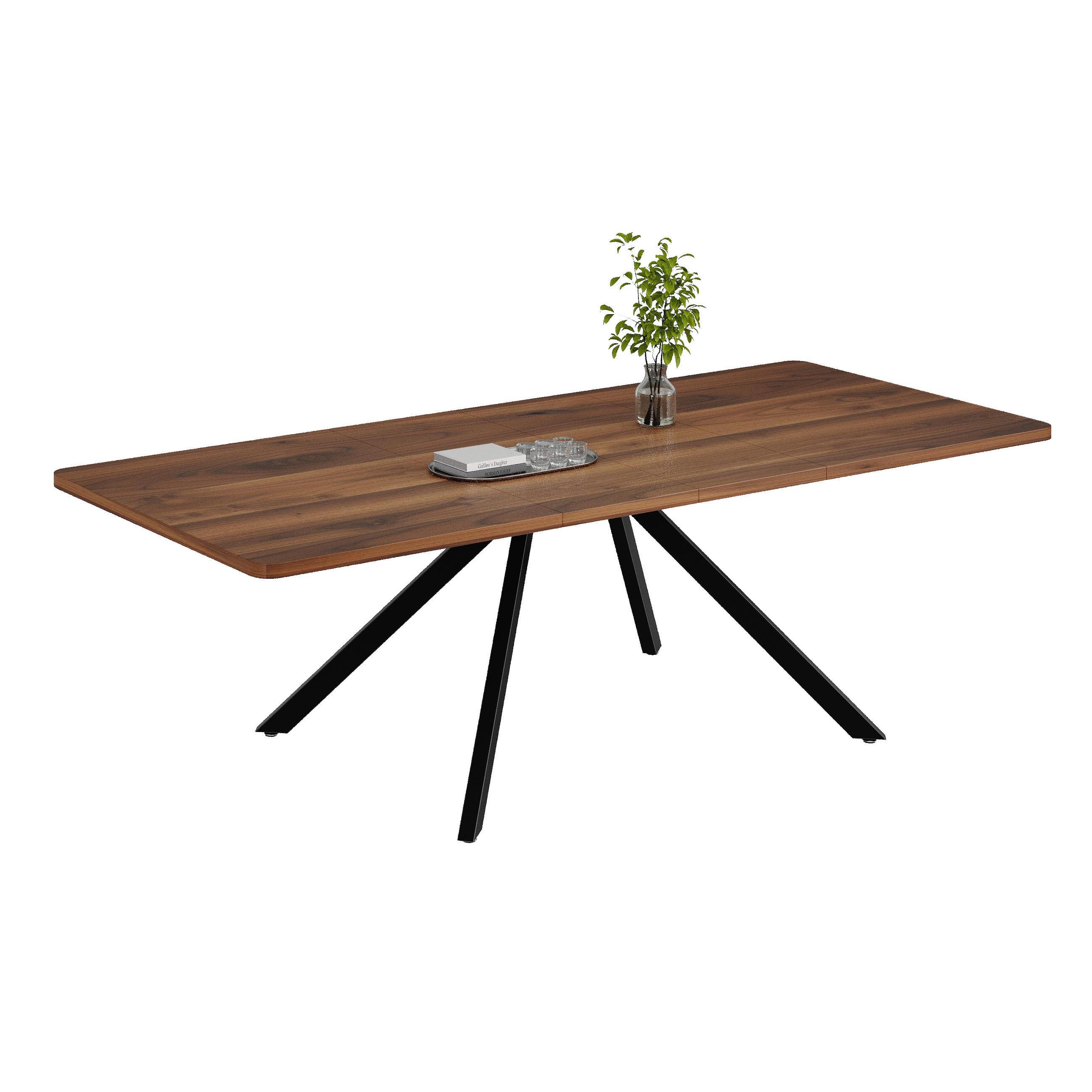 JEDILNA MIZA Raztegljiva, 160–240 cm, oreh in kovina, za 6–10 oseb - barva oreha, leseni material (90/240/74cm) - Urban Meuble