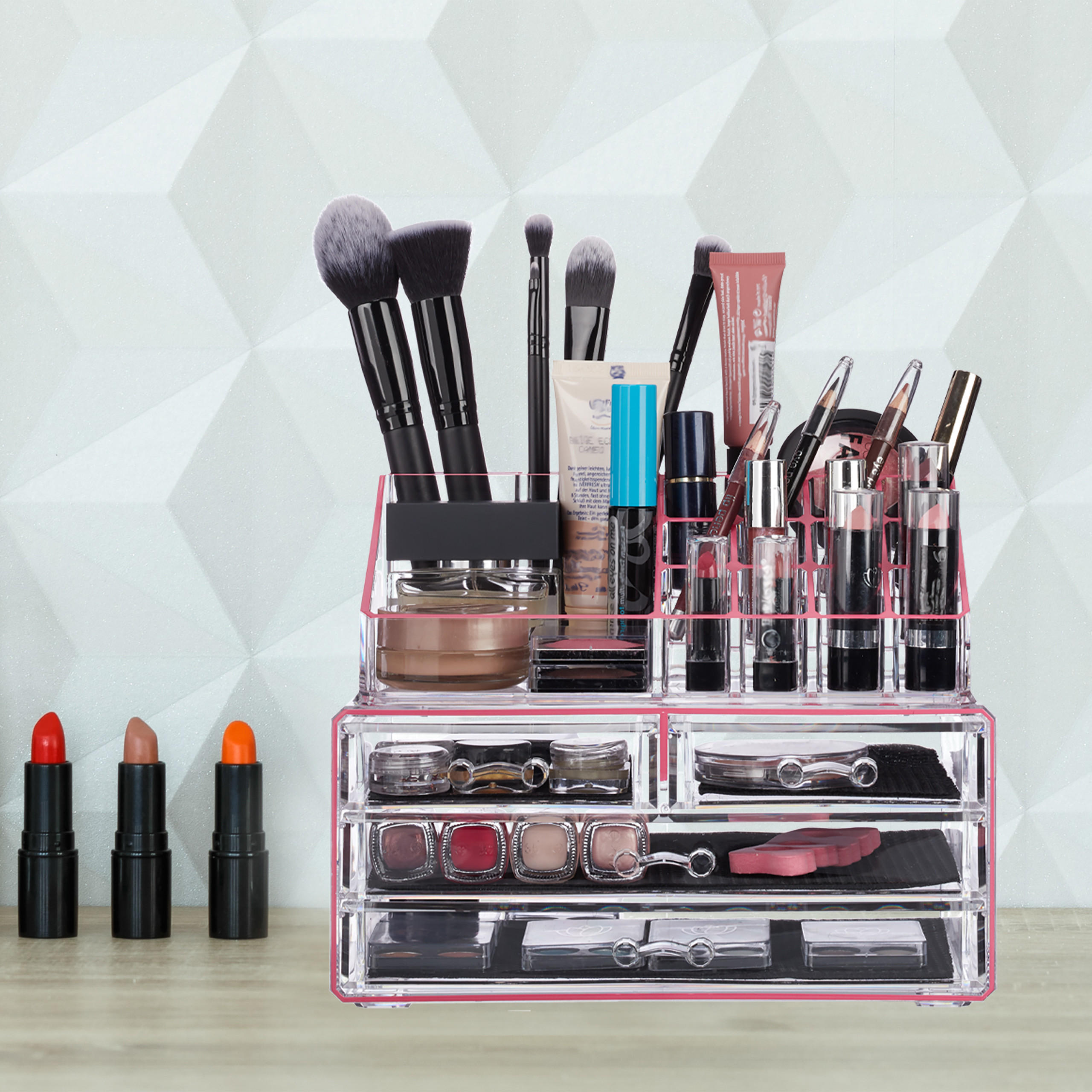 MAKEUP Organizer - Transparent, Kunststoff (24/19/13.5cm) - Relaxdays
