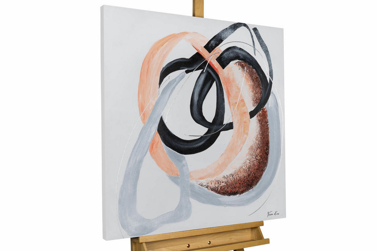 ACRYLBILD HANDGEMALT 80/80 cm - Beige/Weiß, Holz/Textil (80/80cm) - KUNSTLOFT