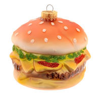 CHRISTBAUMSCHMUCK Hamburger Mehrfarbig 8cm (Glas / 1 Stk.) - Multicolor, Glas (8/7/8cm) - Krebs Glas Lauscha