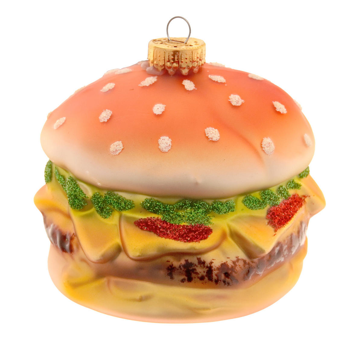 CHRISTBAUMSCHMUCK Hamburger Mehrfarbig 8cm (Glas / 1 Stk.) - Multicolor, Glas (8/7/8cm) - Krebs Glas Lauscha