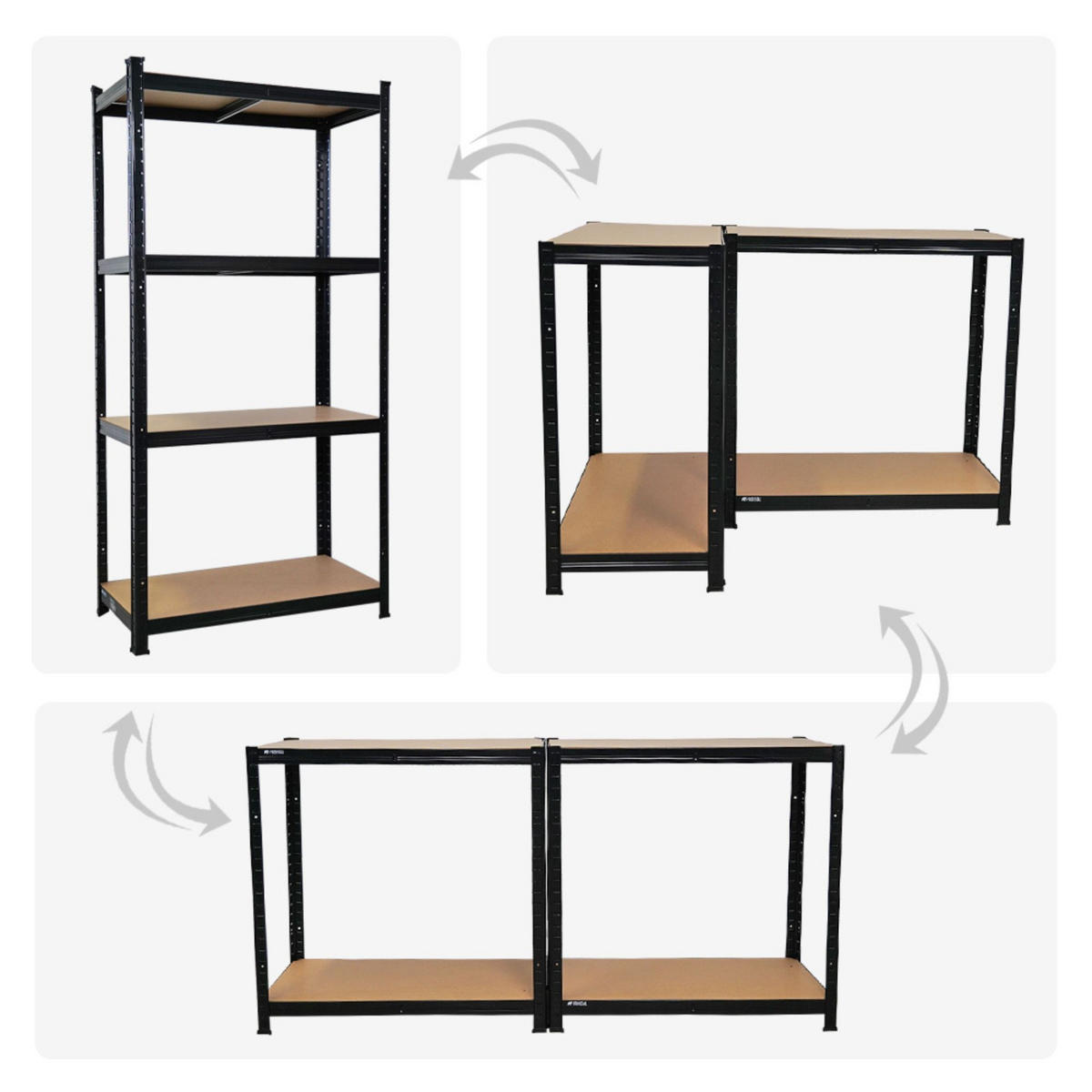 KELLERREGAL Gorilla 2er-Set mit 2x 160x80x40cm Fachlast 175 kg Schwarz - Schwarz, Metall (80/160/40cm) - PROREGAL