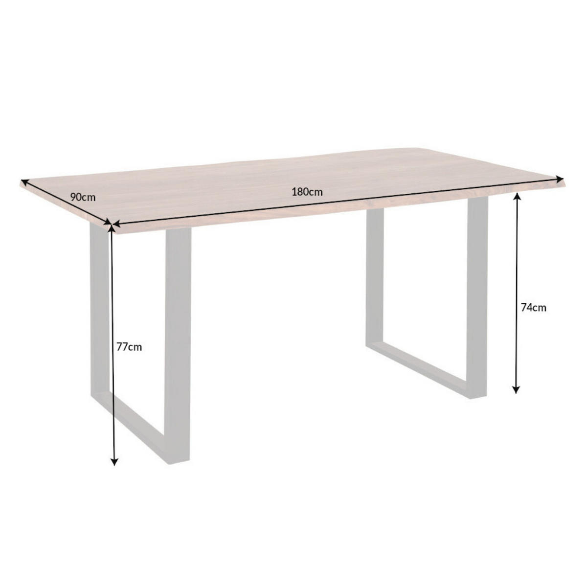 ESSTISCH MAMMUT Akazie 180cm - Braun, Holz (90/180/77cm) - riess-ambiente