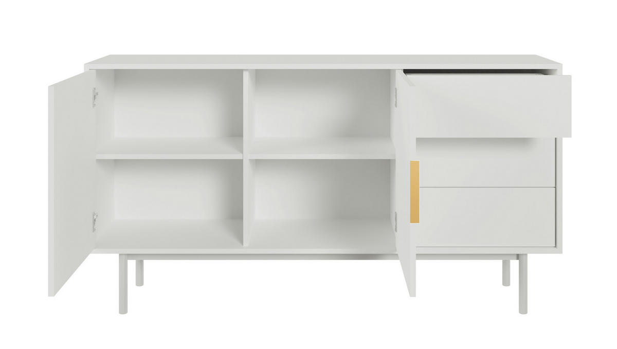 SIDEBOARD Viviaro Weiß 154 cm - Goldfarben/Weiß, Holz/Holzwerkstoff (154/82/39cm) - Selsey