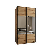 SCHWEBETÜRENSCHRANK 245,5/140/64 2-türig - Schwarz/Eiche Artisan, Holz/Metall (140/245/64cm) - Abiks Möbel