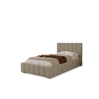 POLSTERBETT Alma 100x200 cm, Einzelbett mit Bettkasten und Lattenrost aus Holz, Velourstoff: Hellbraun - Hellbraun, Holz/Kunststoff (100/200cm) - Marpur