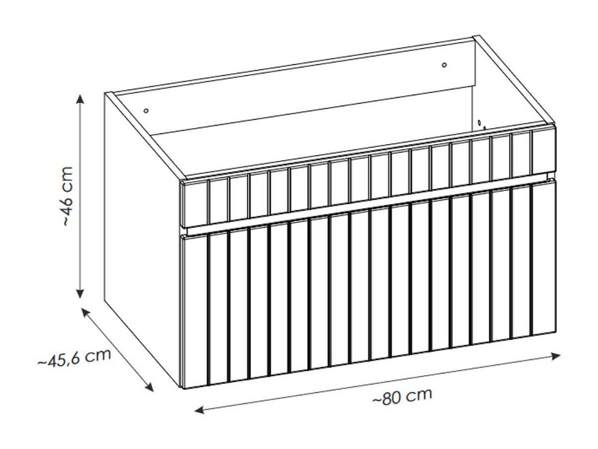WASCHBECKENUNTERSCHRANK hängend mit Aufsatzplatte - Weiß gerippt - 80 cm - SATARA - Weiß, Holz (80/46/46cm) - Vente-Unique