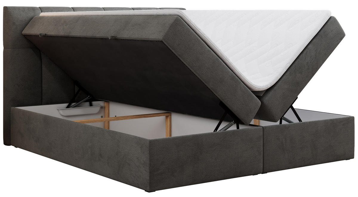 BOXBETT RICO 200/200 Dunkelgrau Velvet - H3 - Dunkelgrau, Holz/Textil (200/200cm) - MKS