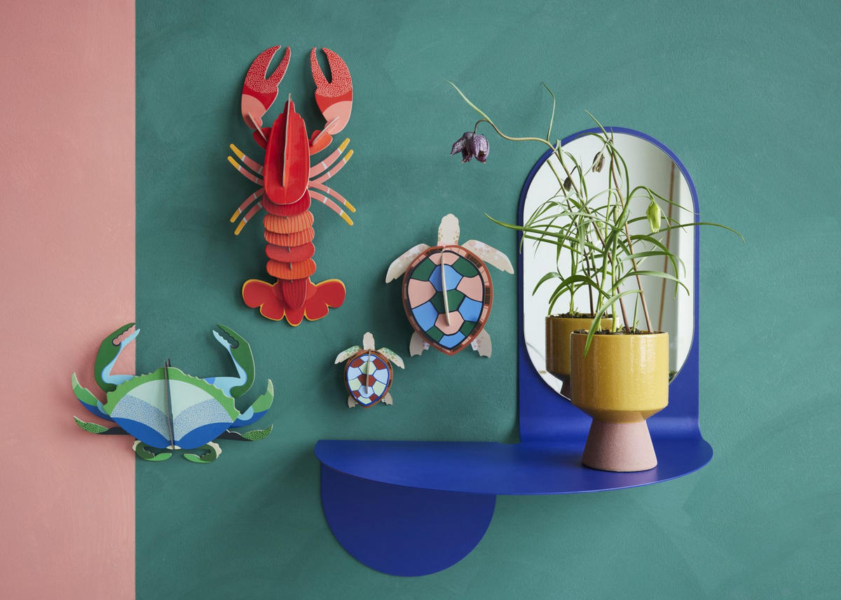 WANDSKULPTUR Bunt 7,5/22 cm - Multicolor, Wellpappe (7.5/22/18cm) - Studio Roof