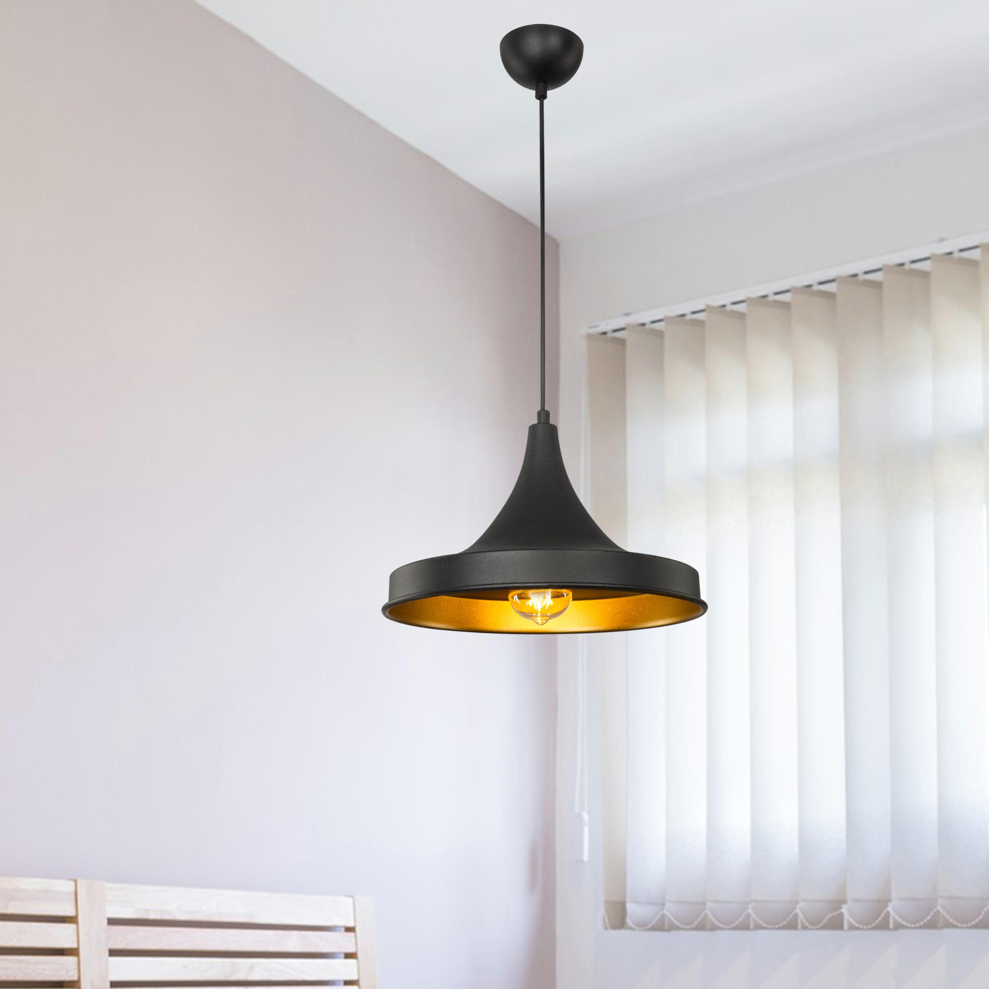 HÄNGELEUCHTE Bamber Bridge - Schwarz, Metall (33/33/91cm) - lux.pro