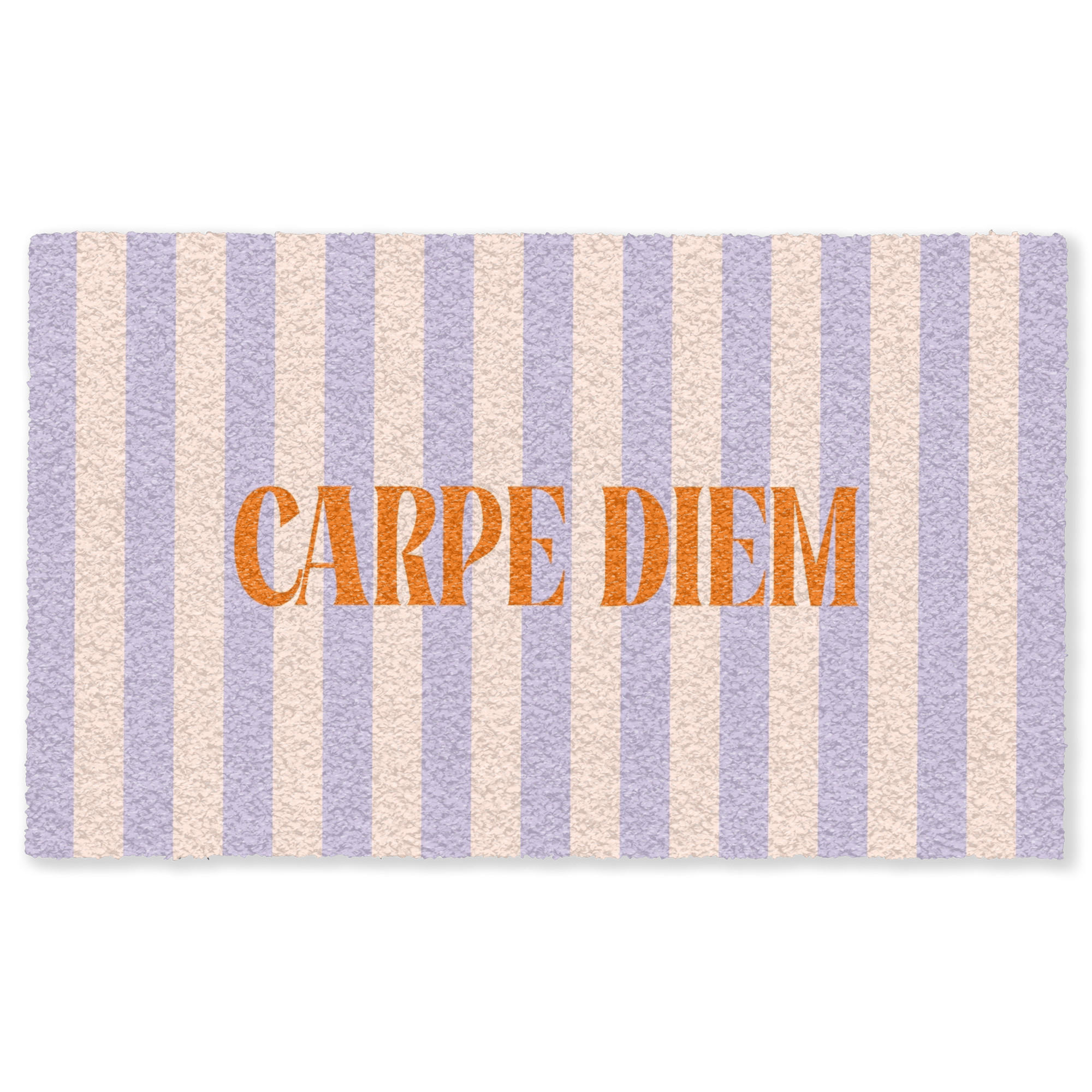 FUSSMATTE Lila – Orange – Streifen – Carpe Diem 150x90 cm - Flieder, Kunststoff (150/0.4cm) - MuchoWow