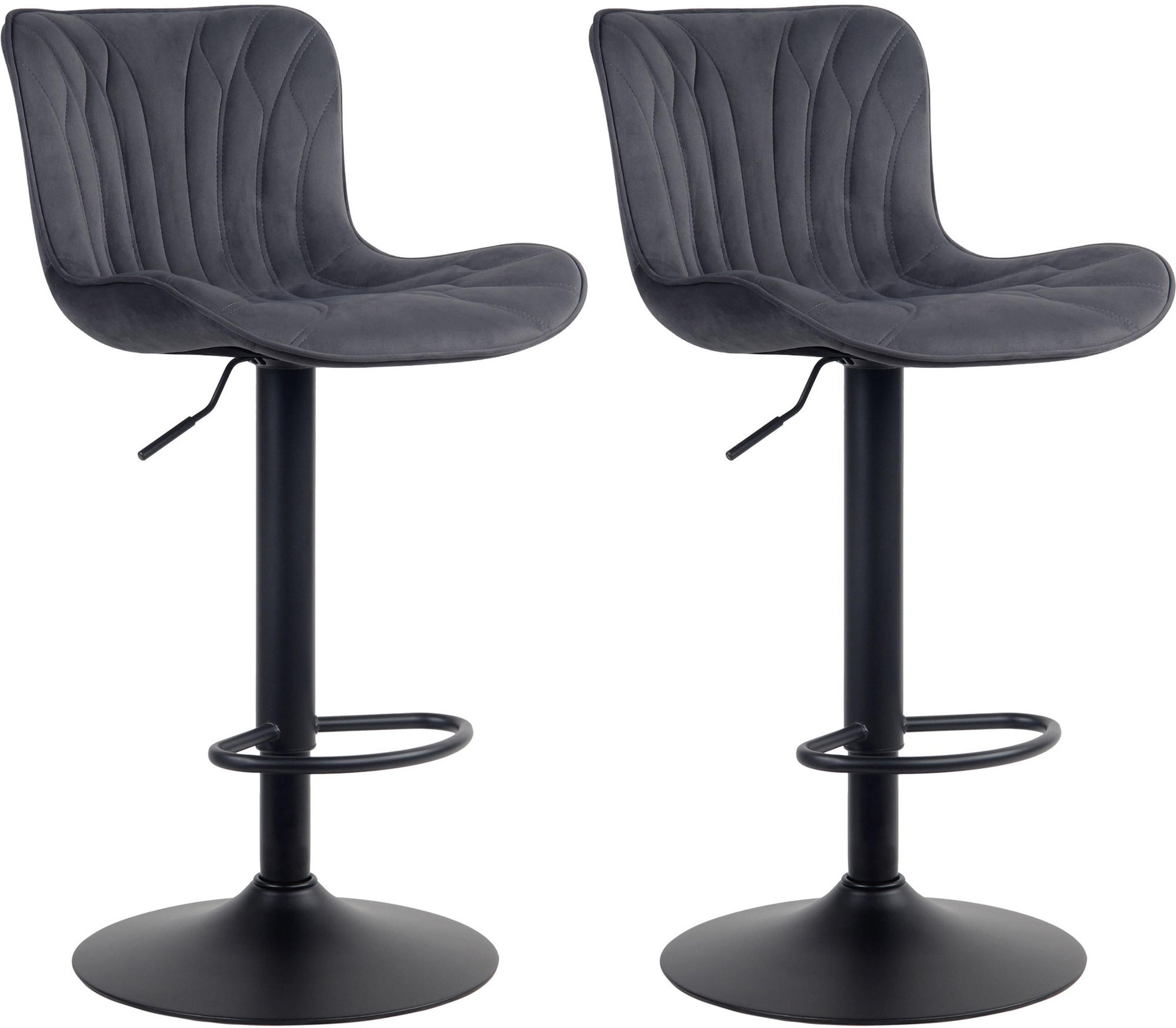 BARHOCKER 2er Set Linea Samt schwarz - Schwarz, Textil/Metall (48/107/54cm) - TPFLiving