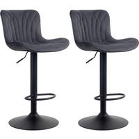 BARHOCKER 2er Set Linea Samt schwarz - Schwarz, Textil/Metall (48/107/54cm) - TPFLiving