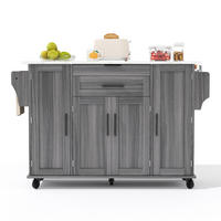 KÜCHENINSEL 136/92/70 cm Grau aus MDF mit ausziehbarer Arbeitsplatte - Grau, Holzwerkstoff (70/92/136cm) - OKMYHOME