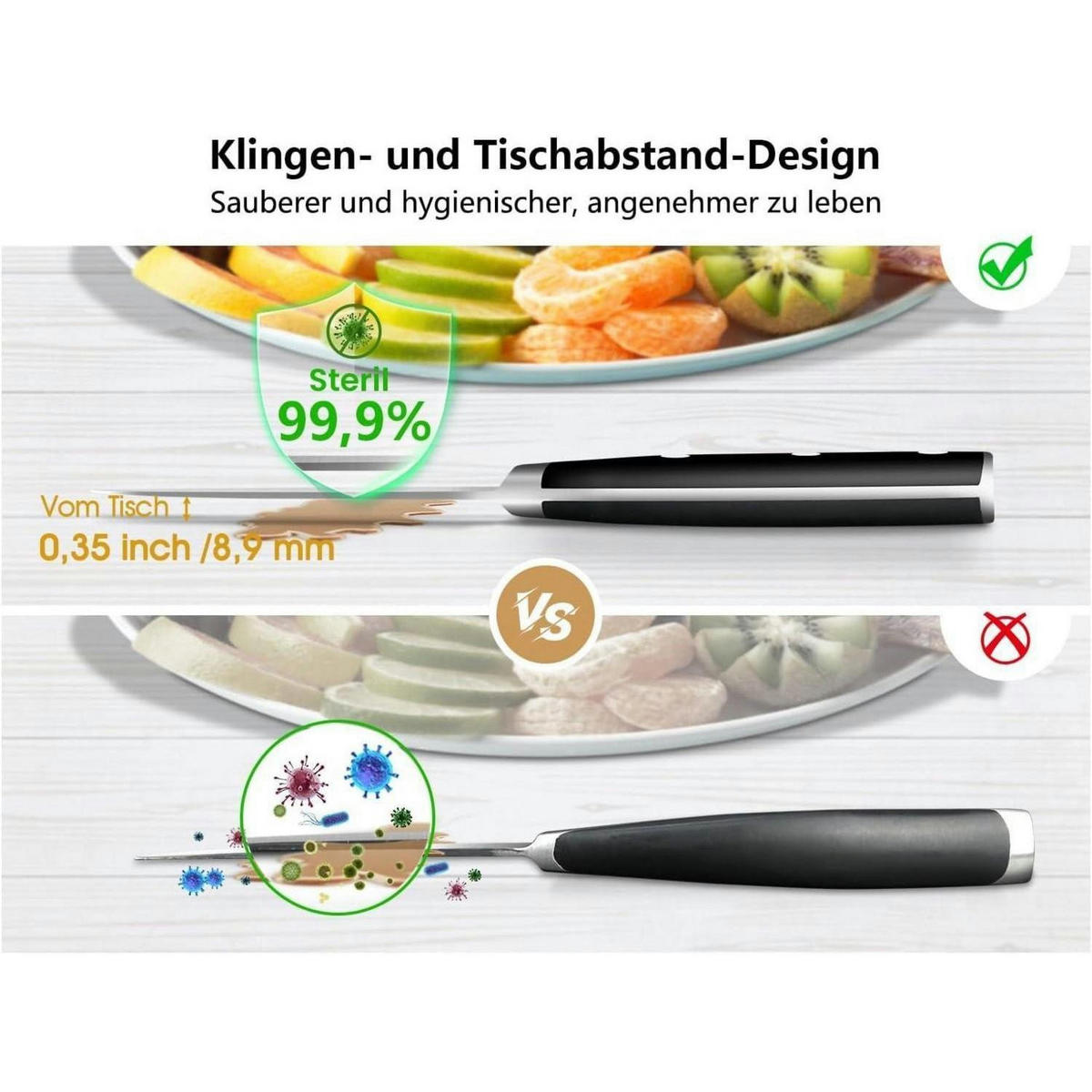 SCHÄLMESSER-SET 2-teilig mit Vogelschnabel-Messer und Tourniermesser, deutscher Edelstahl, ergonomischer - Silberfarben, Metall (20.6cm)