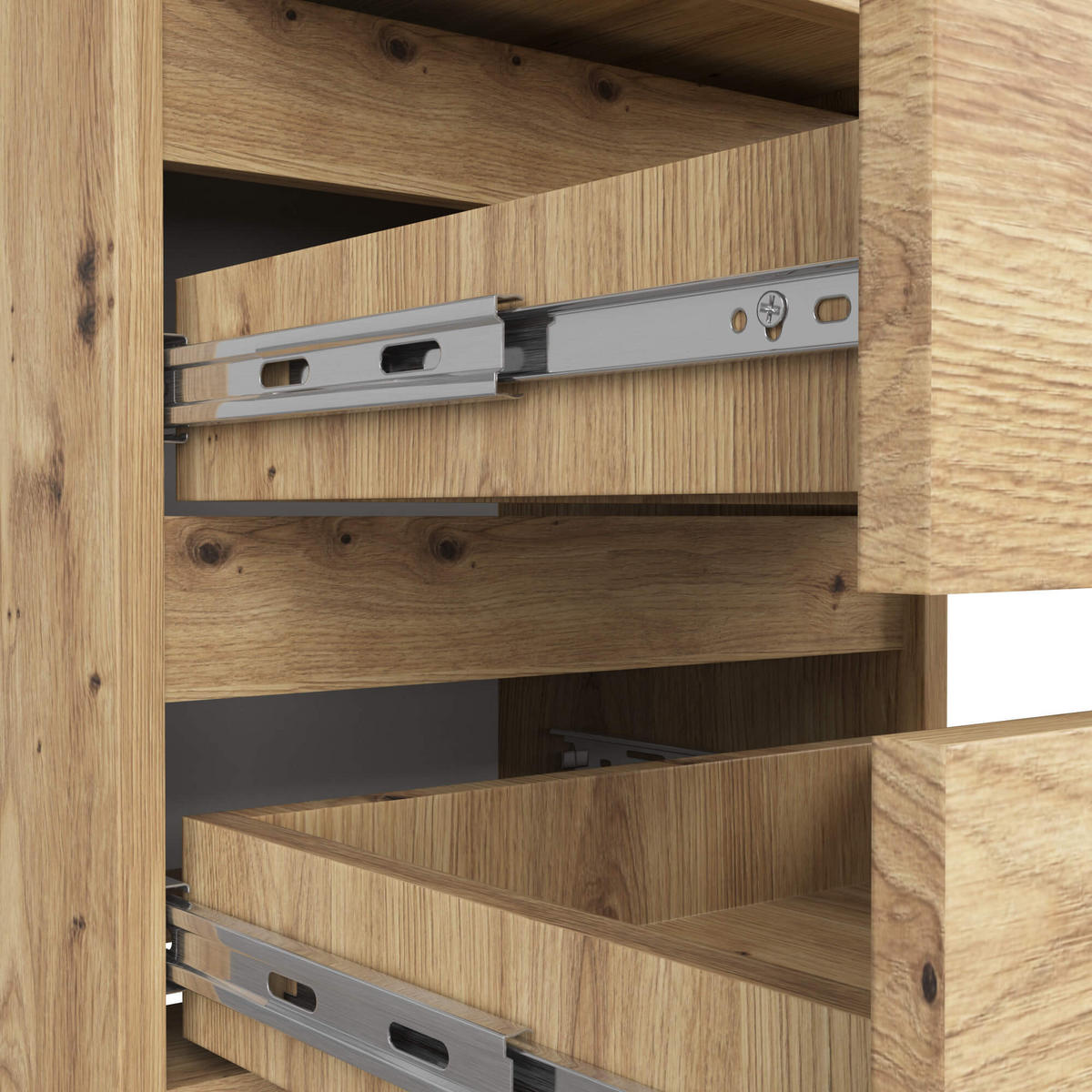 NACHTSCHRANK Eiche Artisan 40x35x57 cm - Schwarz Hochglanz/Eiche Artisan, Holzwerkstoff (40/57/35cm) - Akord