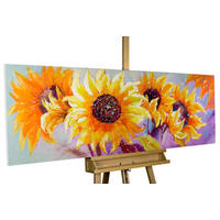 ACRYLBILD HANDGEMALT 150/50 cm - Gelb/Orange, Holz/Textil (150/50cm) - KUNSTLOFT