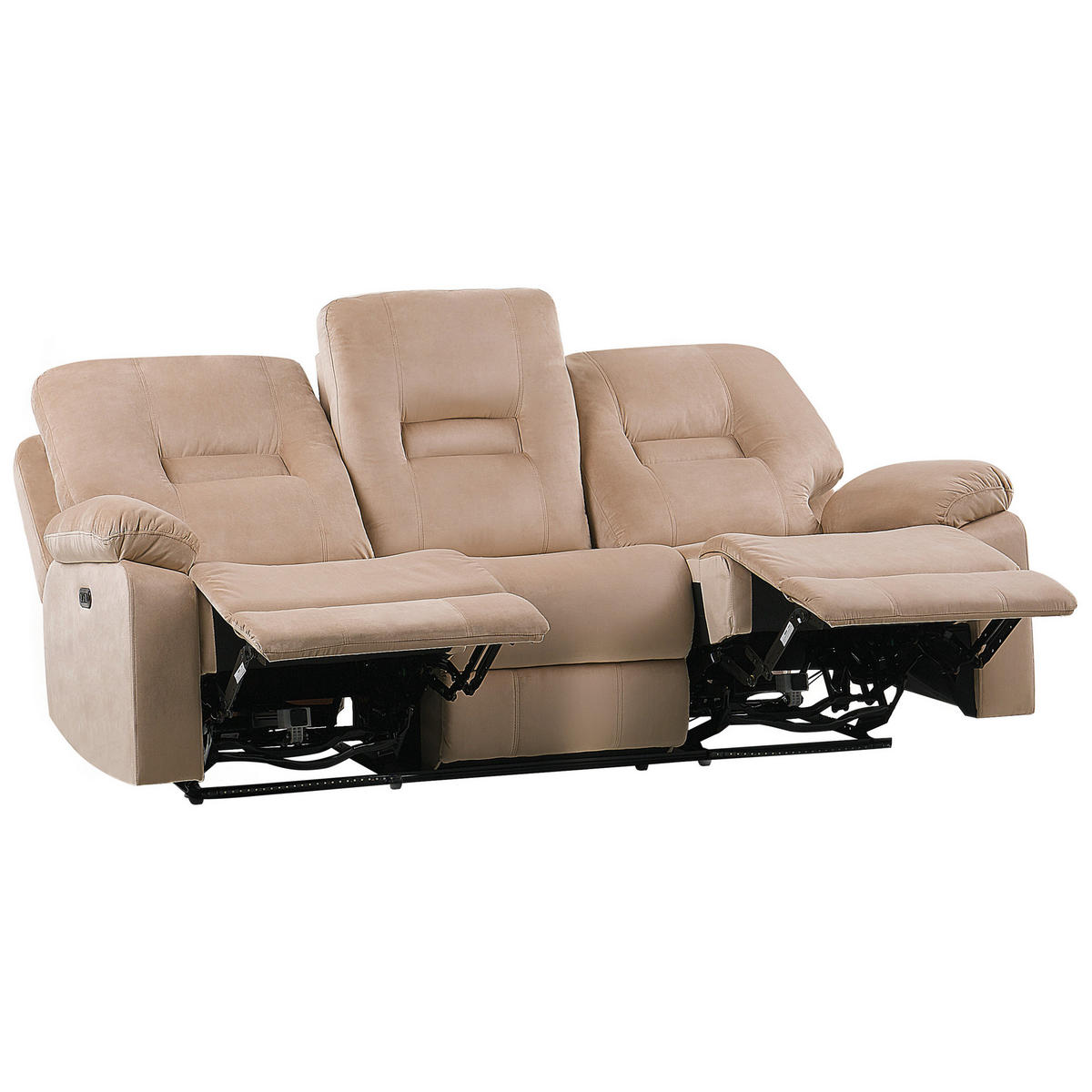 3-SITZER-SOFA mit LED-Beleuchtung Samtstoff Beige Bergen - Beige, Textil (204/101/73cm) - Beliani
