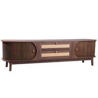 TV-SCHRANK Landhausstil Rattan-Front & Holztüren - Walnussfarben, Naturmaterialien/Holzwerkstoff (170/46/39.5cm) - Urban Meuble