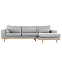 ECKSOFA mit Longchair - Buchefarben/Hellgrau, Buchenholz/Textil (281/153cm) - home24