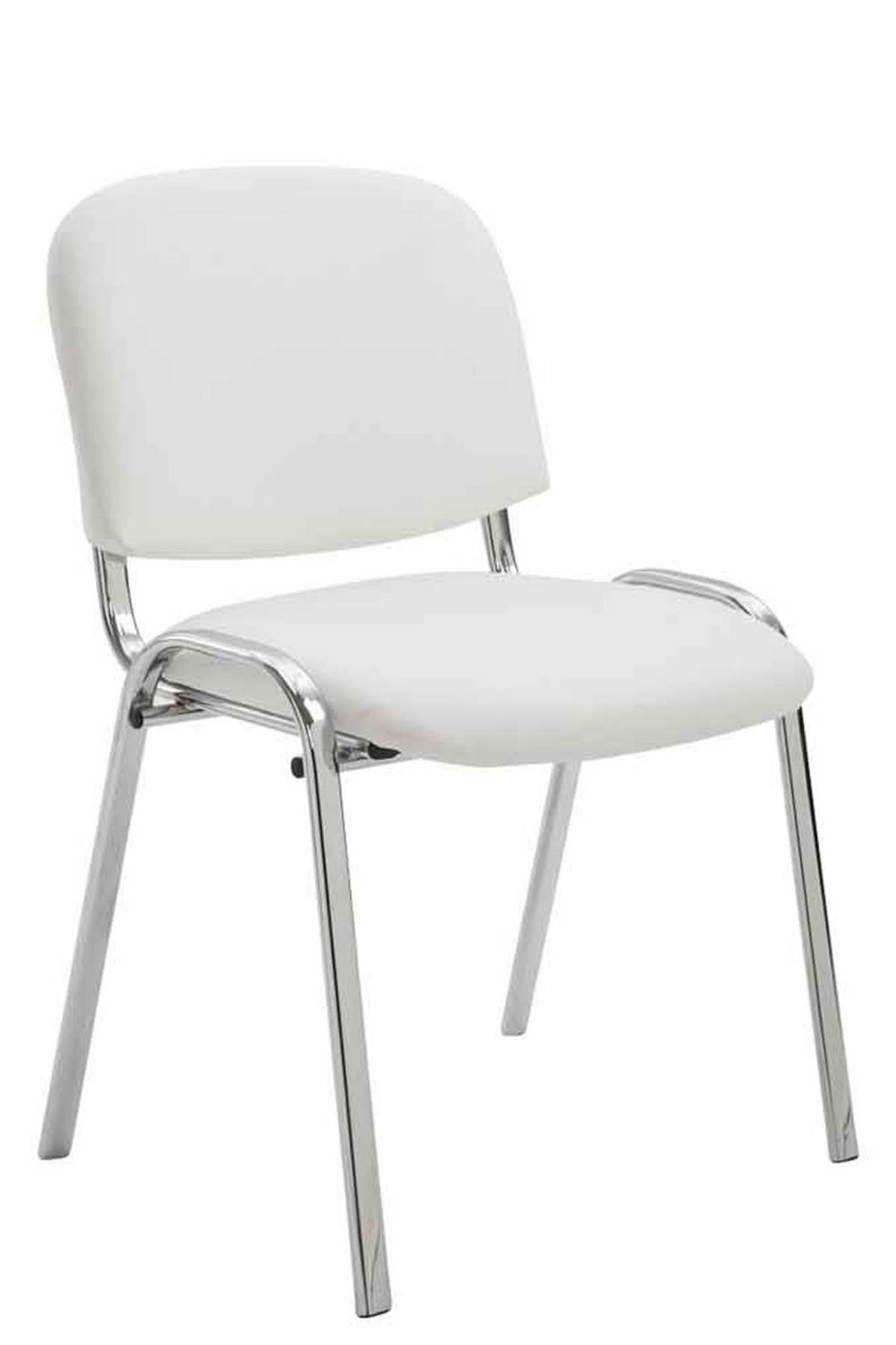 BESUCHERSTUHL Keen, Kunstleder mit Gestell in Chromoptik / Bezug Weiß - Chromfarben/Weiß, Textil/Metall (54/79/48cm) - TPFLiving