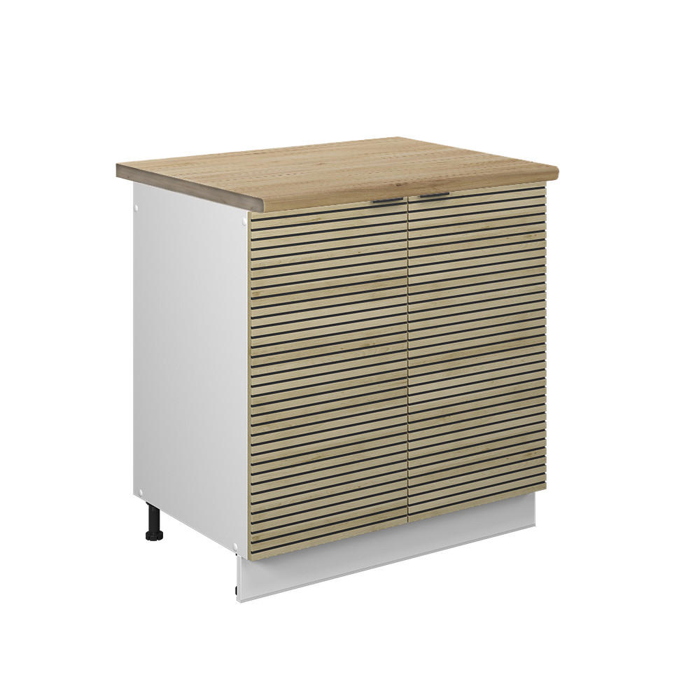DISKBÄNKSSKÅP Fame-Line Ekpanel 80 cm , AP Oak Ekfärgad, Vit 82/80/60 cm