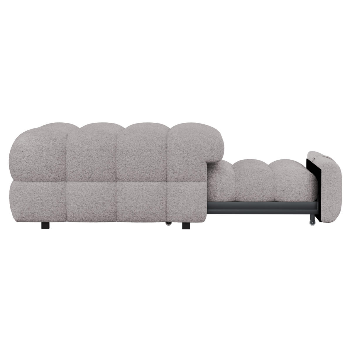 BETT aus Teddy 90x180 cm Grau, ausziehbar und platzsparend im 2-in-1-Design - Grau, Textil (70/180cm) - Modfu