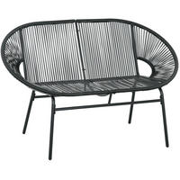 GARTENBANK 132/72/83 cm schwarz aus Polyrattan mit Stahlrahmen - Schwarz, Kunststoff (72/83/132cm) - OKWISH
