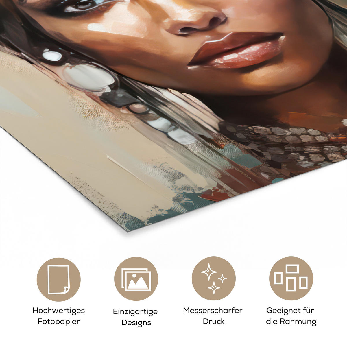 POSTER Frau - Kunst - Schmuck - Porträt 60x80 cm - Blaugrau, Papier (60/80/0.1cm) - MuchoWow