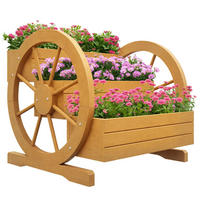 HOCHBEET DE-05278 3 Etagen mit Wagenrad-Dekor Natur - Teakfarben, Holz (61/57/62cm) - ComfortXL