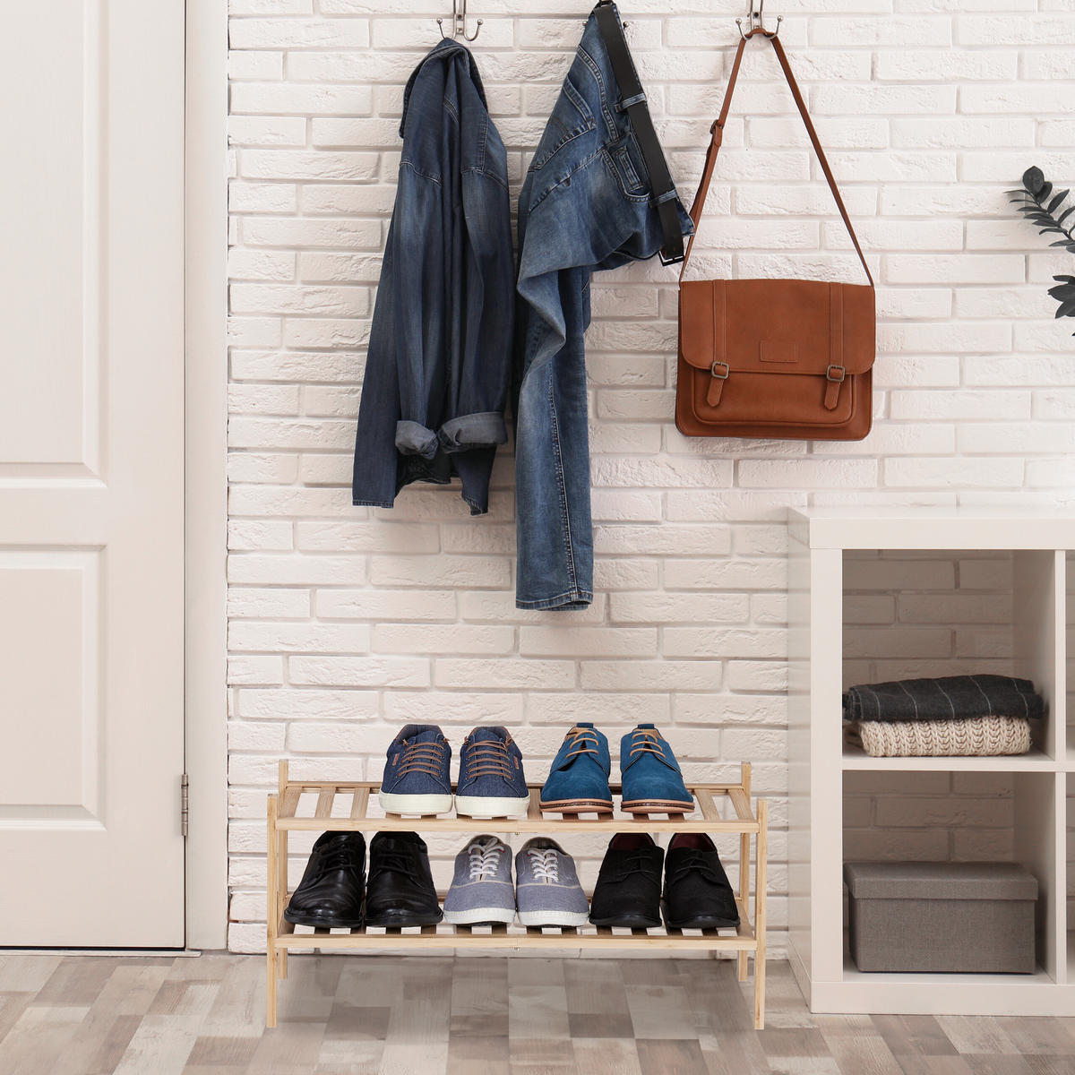 SCHUHREGAL - Hellbraun, Holz (68.5/32/28cm) - Relaxdays