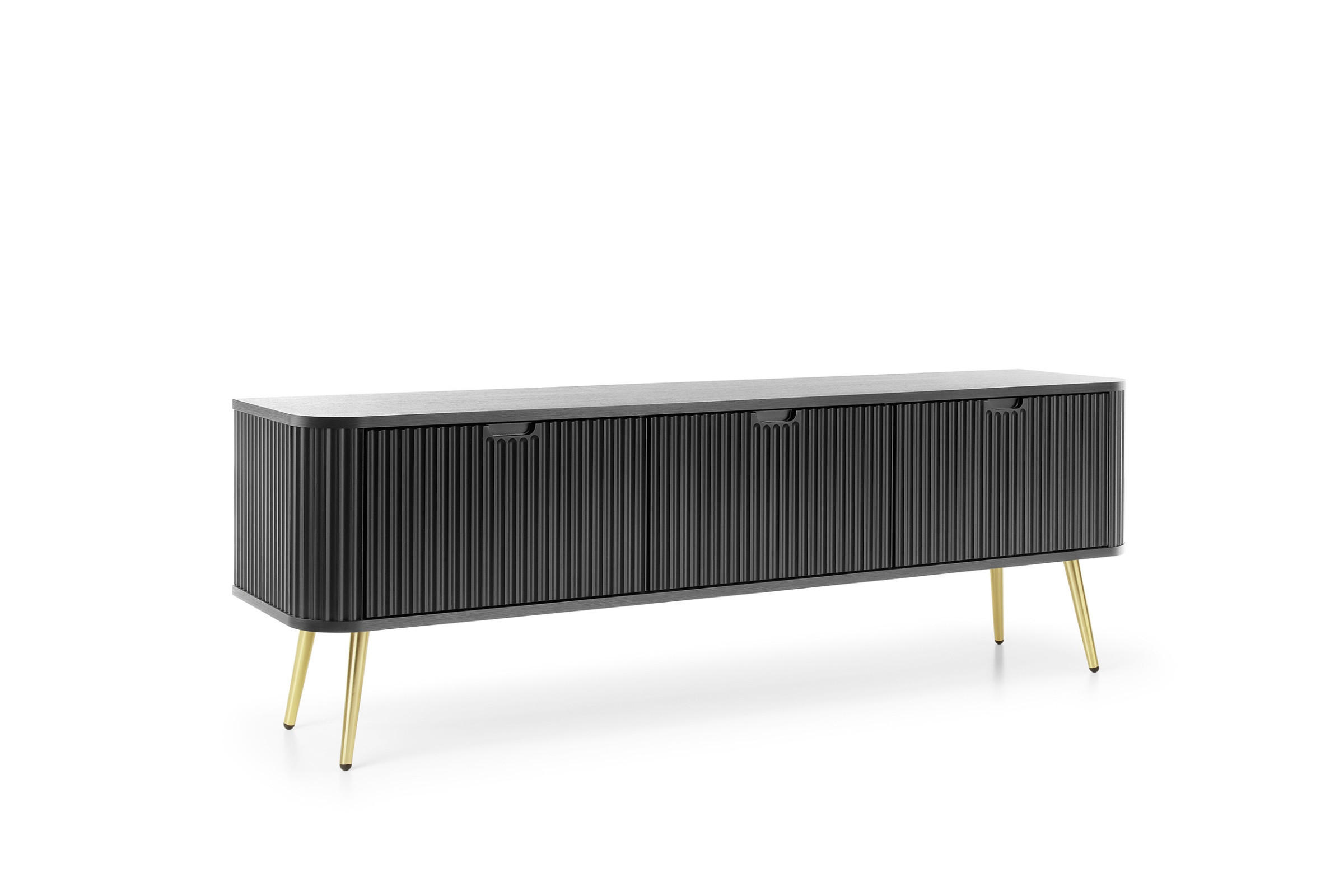 TV-LOWBOARD MODERNO 168/56/39 in Schwarz/Gold - Goldfarben/Schwarz, Holzwerkstoff (168/56/39cm) - Deine Möbel 24