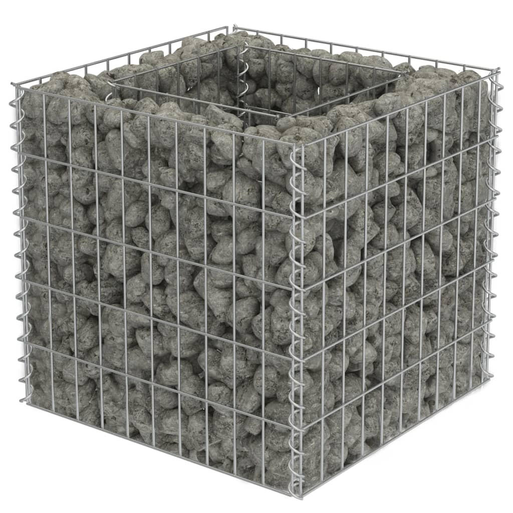 furnicato Gabionen-Hochbeet Silber 50x50x50 cm