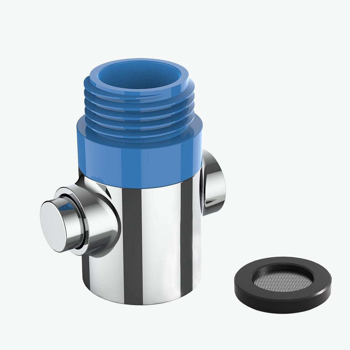 DUSCHKOPF Absperrventil 5 Stück Chrom - Blau, Metall (2.5/3.7/4.4cm)